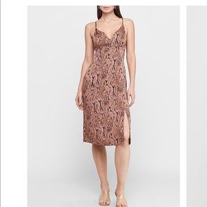 Express- snakeskin print V-neck slip dress